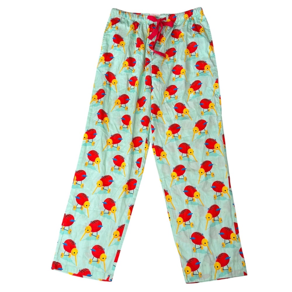 Peter Alexander New Zealand Kiwi Bird 100% Cotton Pajama Pants Women Medium Blue